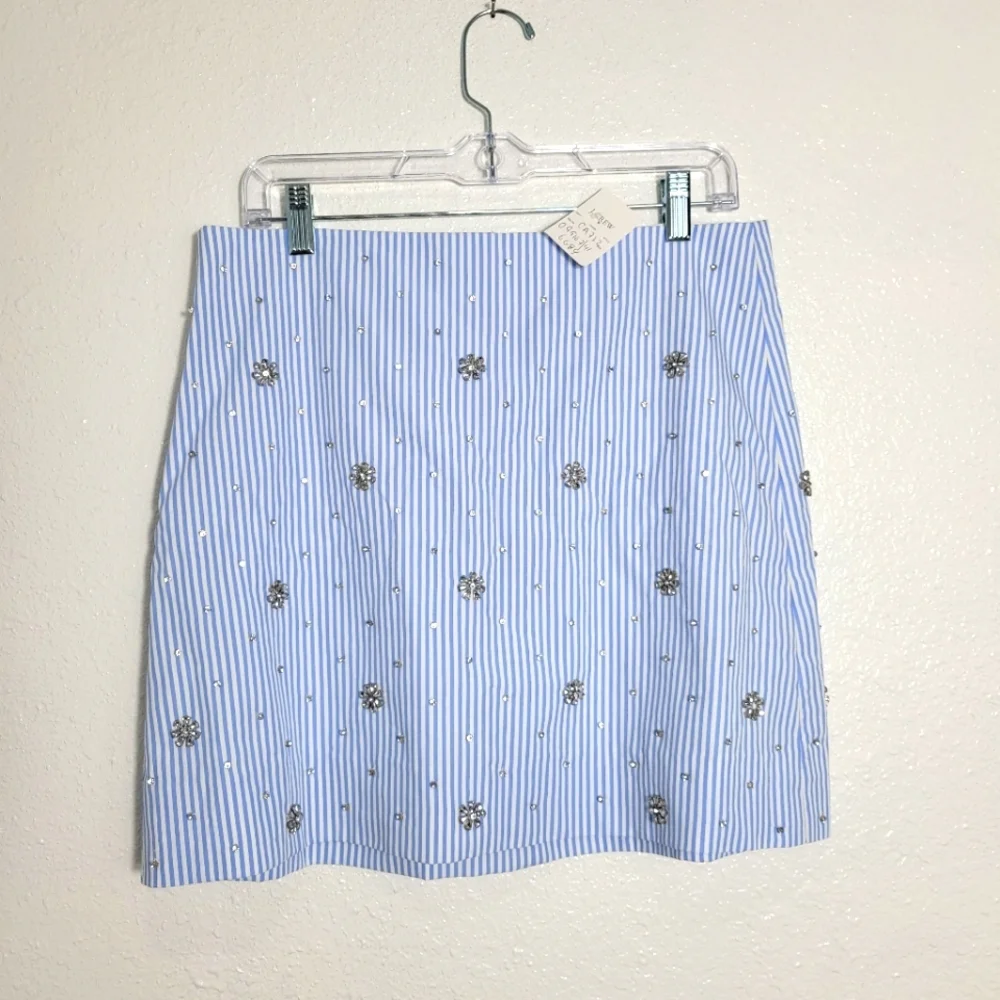 J. Crew Collection embellished mini skirt in stripe, size 4 $148_6